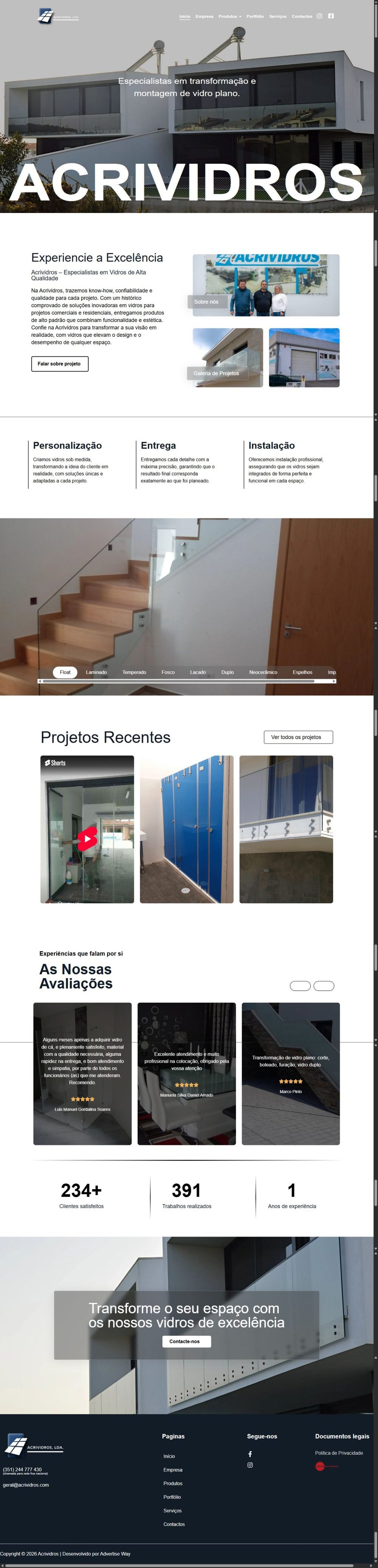 Captura completa do website Acrividros
